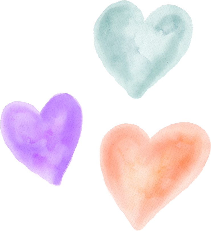 Three Pastel Hearts